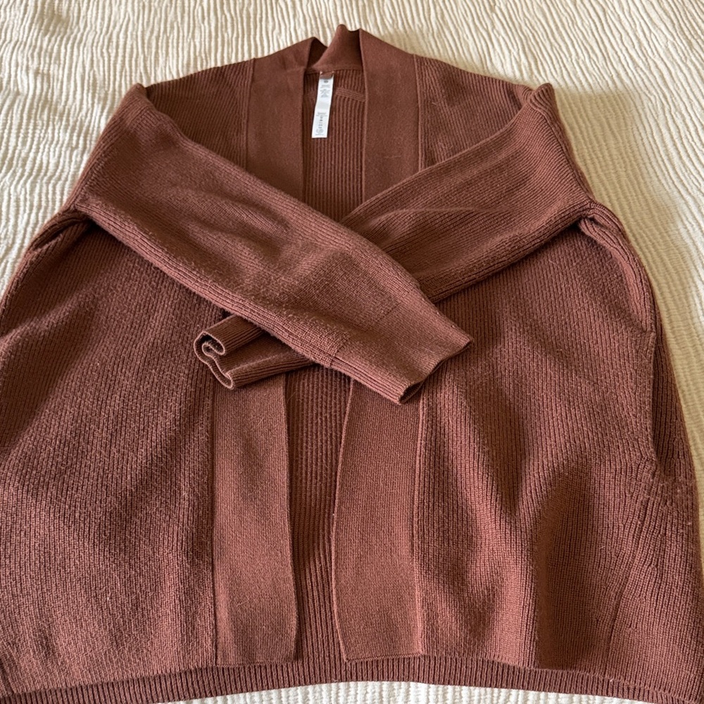 lululemon athletica Open-Front Cardigan in Rust Brown